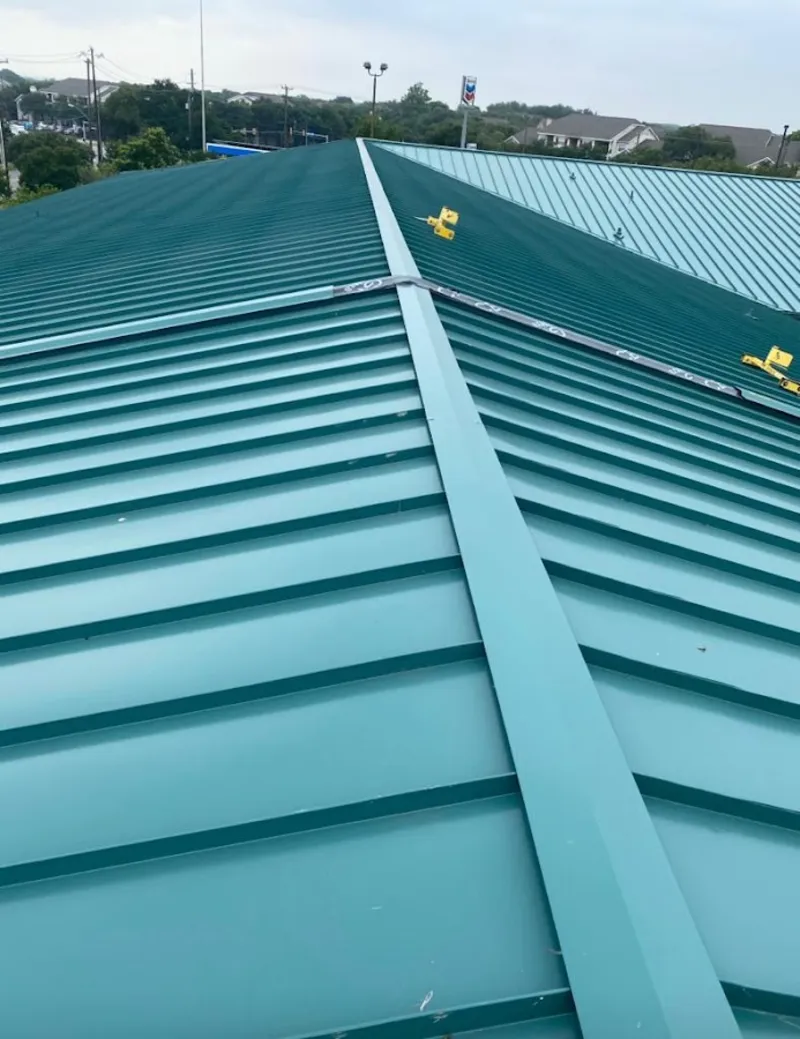 Green commercial metal roof ridge and valley for Metal Roof Repair in Hazle